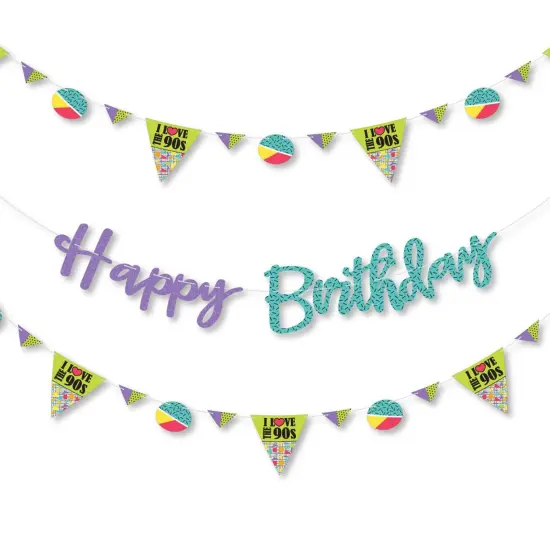 Big Dot of Happiness 90's Throwback - 1990's Birthday Party Letter Banner Decoration - 36 Banner Cutouts and Happy Birthday Banner Letters {1}