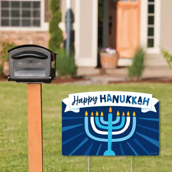 Big Dot of Happiness Hanukkah Menorah - Chanukah Holiday Party Yard Sign Lawn Decorations - Happy Hanukkah Party Yardy Sign {3}
