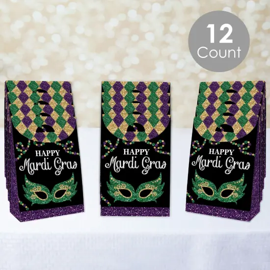 Big Dot of Happiness Mardi Gras - Masquerade Gift Favor Bags - Party Goodie Boxes - Set of 12 {3}