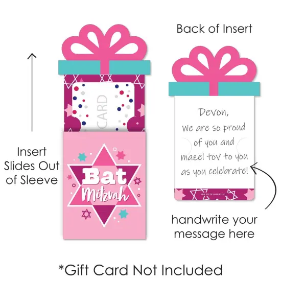Big Dot of Happiness Pink Bat Mitzvah - Girl Party Money and Gift Card Sleeves - Nifty Gifty Card Holders - Set of 8 {7}