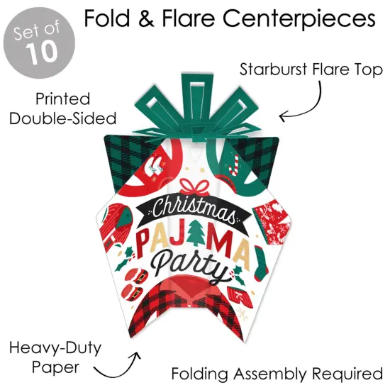 Big Dot of Happiness Christmas Pajamas - Table Decorations - Holiday Plaid PJ Party Fold and Flare Centerpieces - 10 Count {6}