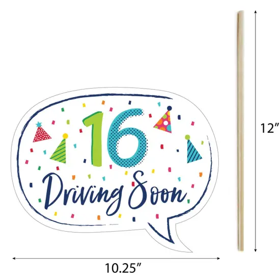 Big Dot of Happiness 16th Birthday - Cheerful Happy Birthday - Colorful Sweet Sixteen Birthday Party Photo Booth Props Kit - 20 Count {7}