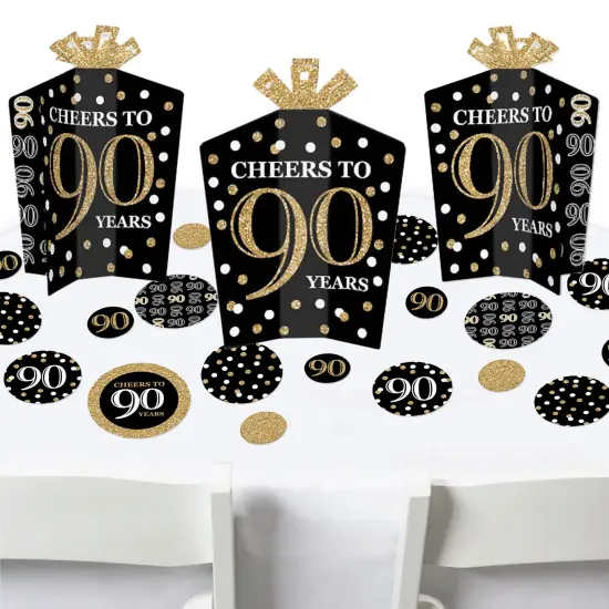 Big Dot of Happiness Adult 90th Birthday - Gold - Birthday Party Decor and Confetti - Terrific Table Centerpiece Kit - Set of 30 {1}