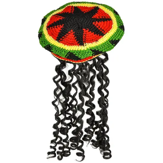 New Rasta Costume Tam Hat with Dreadlocks Dreads Wig {1}
