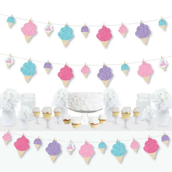 Big Dot of Happiness Scoop Up the Fun - Ice Cream - Sprinkles Party DIY Decorations - Clothespin Garland Banner - 44 Pieces {1}