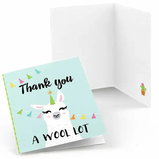 Big Dot of Happiness Whole Llama Fun - Llama Fiesta Baby Shower or Birthday Party Thank You Cards (8 count) {1}