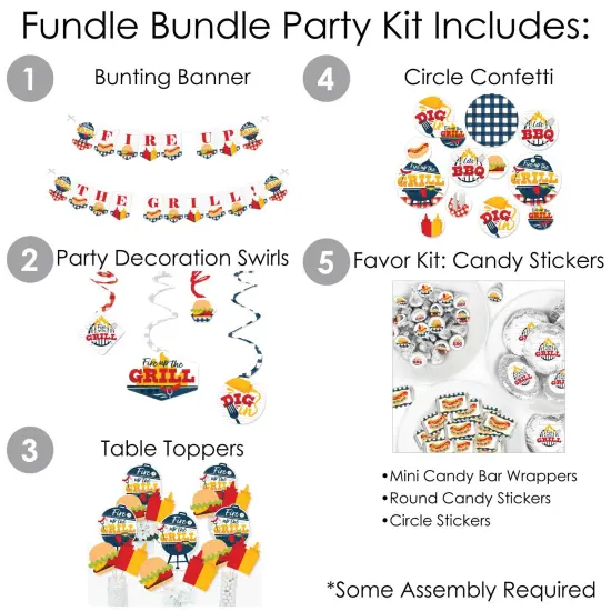 Big Dot of Happiness Fire Up the Grill - Summer BBQ Picnic Party Supplies - Banner Decoration Kit - Fundle Bundle {3}