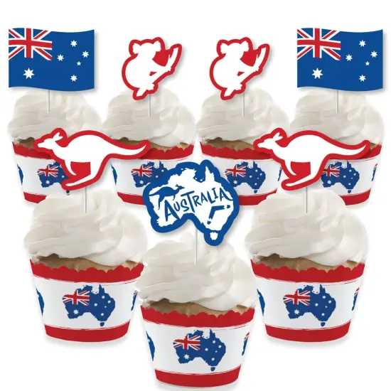 Big Dot of Happiness Australia Day - Cupcake Decoration - G'Day Mate Aussie Party Cupcake Wrappers and Treat Picks Kit - Set of 24 {1}