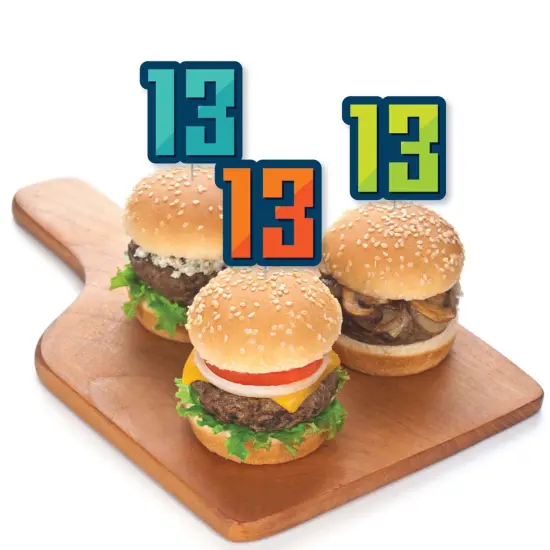 Big Dot of Happiness Boy 13th Birthday - Dessert Cupcake Toppers - Official Teenager Birthday Party Clear Treat Picks - Set of 24 {4}