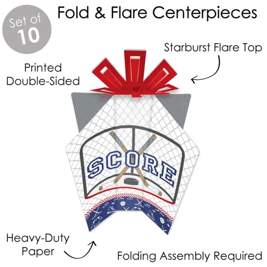 Big Dot of Happiness Shoots and Scores - Hockey - Table Decorations - Baby Shower or Birthday Party Fold and Flare Centerpieces - 10 Count {4}
