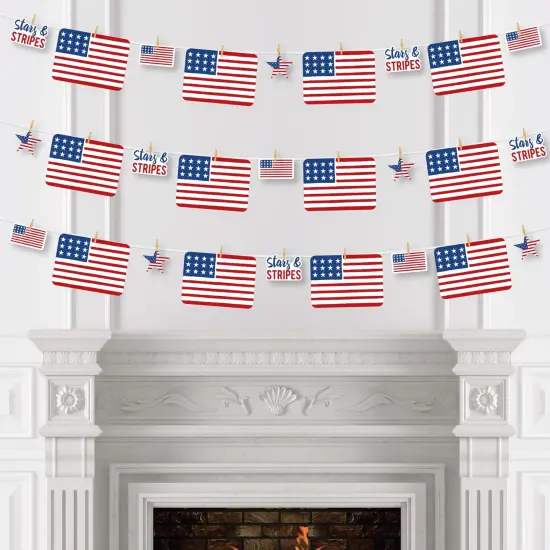Big Dot of Happiness Stars & Stripes - Memorial Day 4th of July Labor Day USA Patriotic Party DIY Decorations - Clothespin Garland Banner - 44 Pieces {4}