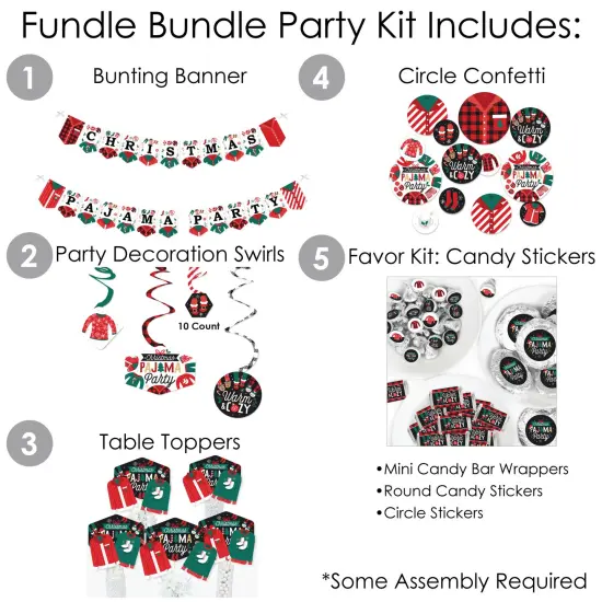 Big Dot of Happiness Christmas Pajamas - Holiday Plaid PJ Party Supplies - Banner Decoration Kit - Fundle Bundle {3}