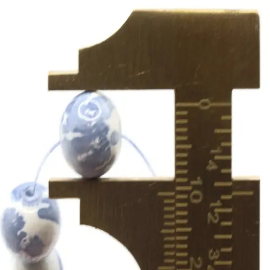 40 10mm White with Powder Blue Splatter Paint Smooth Round Glass Beads {6}