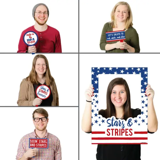 Big Dot of Happiness Stars & Stripes - Memorial Day, 4th of July & Labor Day Selfie Photo Booth Picture Frame & Props - Printed on Sturdy Material {3}