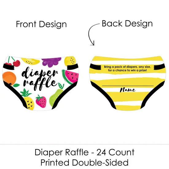 Big Dot of Happiness Tutti Fruity - Diaper Shaped Raffle Ticket Inserts - Frutti Summer Baby Shower Activities - Diaper Raffle Game - Set of 24 {3}