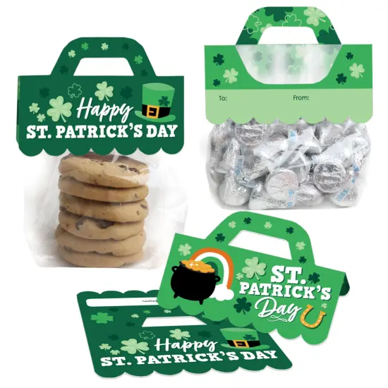 Big Dot of Happiness Shamrock St. Patrick's Day - DIY Saint Paddy's Day Party Clear Goodie Favor Bag Labels - Candy Bags with Toppers - Set of 24 {1}