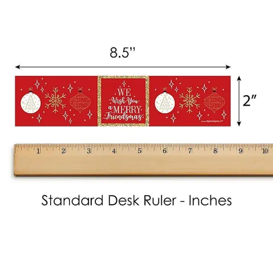 Big Dot of Happiness Red and Gold Friendsmas - Friends Christmas Party Water Bottle Sticker Labels - Set of 20 {6}