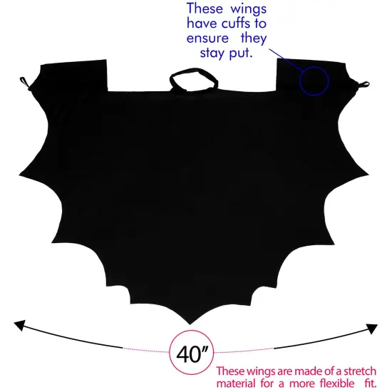 Bat Wings Costume Accessory - Black Wing Set Dress Up Accessories for Dragon, Vampire or Bat Costumes {3}