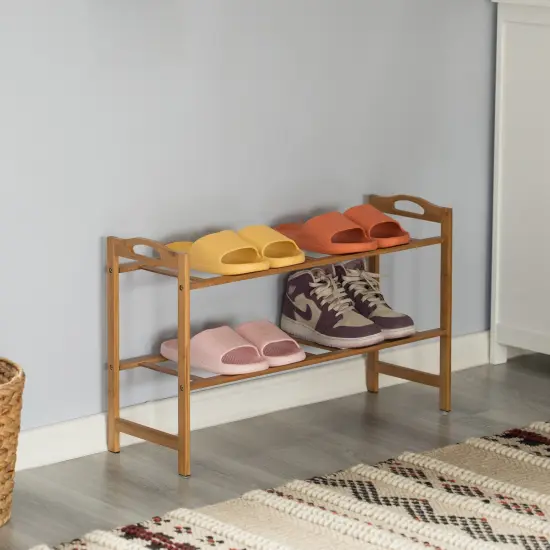 Bamboo Storage Shoe Rack, Free Standing Shoe Organizer Storage Rack {10}