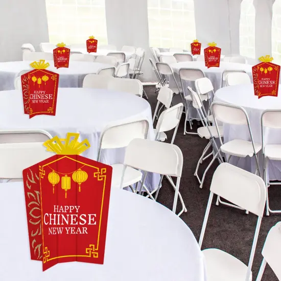Big Dot of Happiness Lunar New Year Party Table Decorations - Fold and Flare Centerpieces - 10 Count {6}