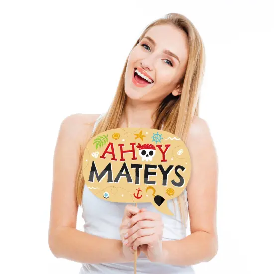 Big Dot of Happiness Funny Pirate Ship Adventures - Skull Birthday Party Photo Booth Props Kit - 10 Piece {3}