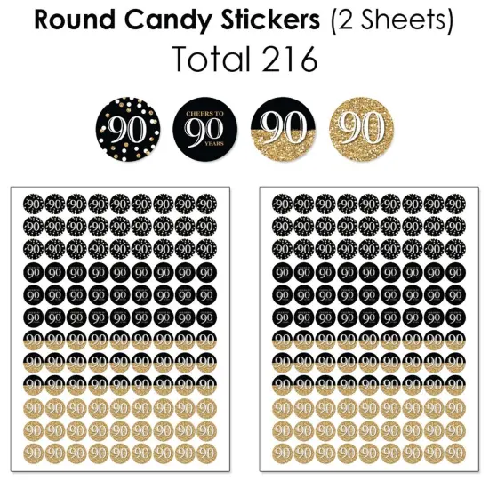 Big Dot of Happiness Adult 90th Birthday - Gold - Birthday Party Candy Favor Sticker Kit - 304 Pieces {6}