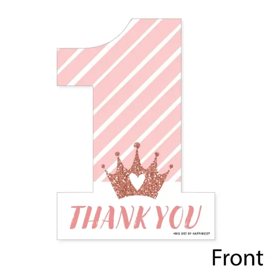 Big Dot of Happiness 1st Birthday Little Miss Onederful - Shaped Thank You Cards - Girl First Birthday Party Note Cards with Envelopes - Set of 12 {4}