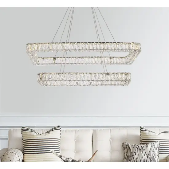 Monroe 42 inch LED double rectangle pendant in chrome {2}