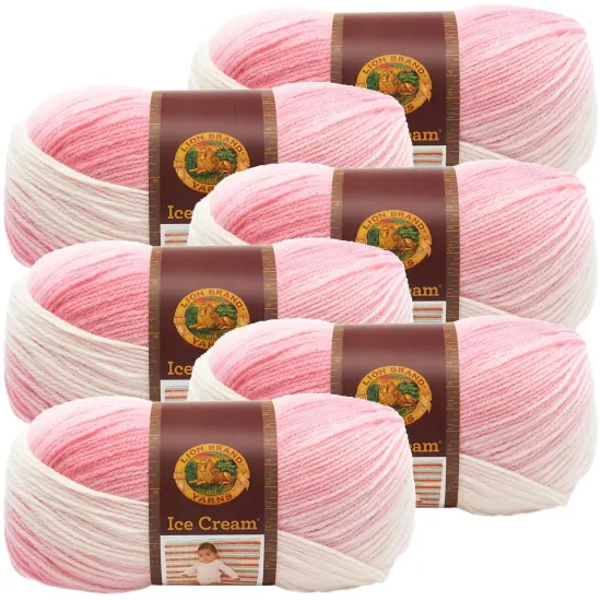 Multipack of 6 - Lion Brand Ice Cream Yarn-Strawberry {1}