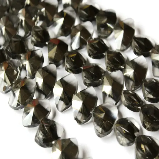 30 13mm Faceted Triangle Silver and Clear Crystal Beads {2}