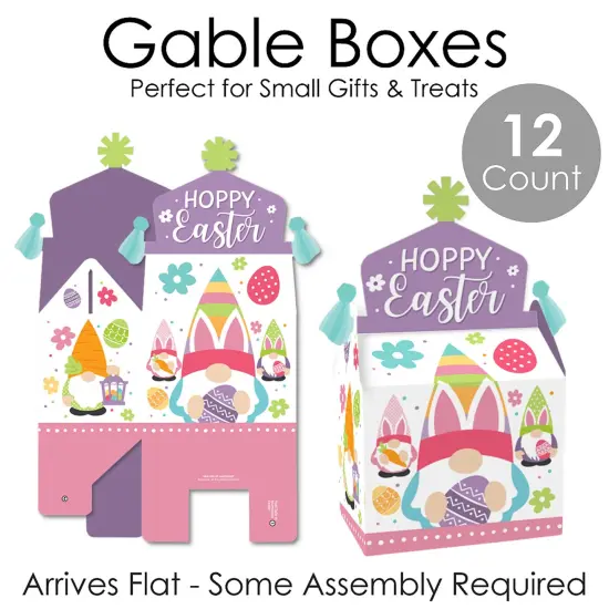 Big Dot of Happiness Easter Gnomes - Treat Box Party Favors - Spring Bunny Party Goodie Gable Boxes - Set of 12 {7}