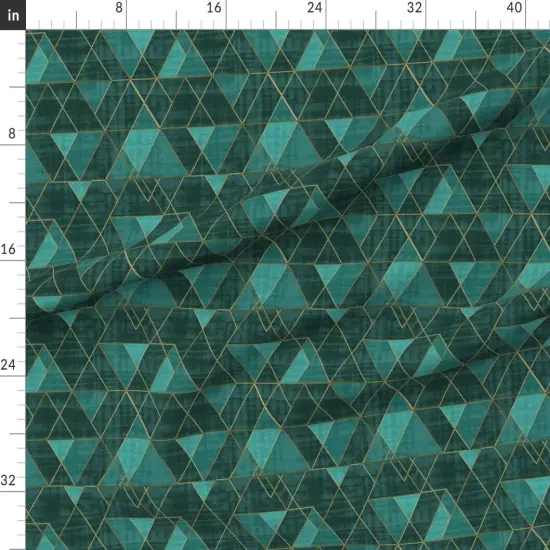 Various Fabrics by the Yard or Fat Quarter Geometric Modern Triangles Abstract Blue Green Gold Boho Glam Custom Printed Fabric by Spoonflower {1}