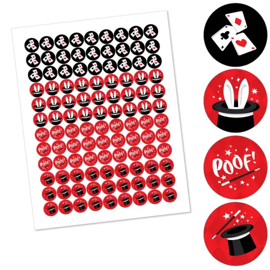 Big Dot of Happiness Ta-Da, Magic Show - Magical Birthday Party Round Candy Sticker Favors - Labels Fits Chocolate Candy (1 sheet of 108) {3}