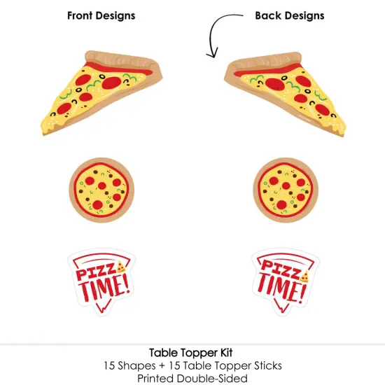 Big Dot of Happiness Pizza Party Time - Baby Shower or Birthday Party Centerpiece Sticks - Table Toppers - Set of 15 {6}