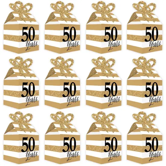 Big Dot of Happiness We Still Do - 50th Wedding Anniversary - Square Favor Gift Boxes - Anniversary Party Bow Boxes - Set of 12 {6}