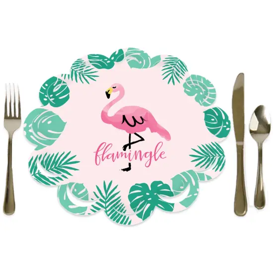 Big Dot of Happiness Pink Flamingo - Tropical Summer Party Round Table Decorations - Paper Chargers - Place Setting For 12 {1}