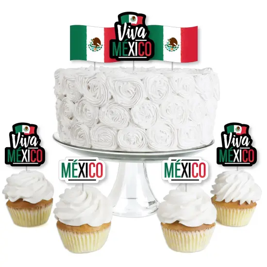 Big Dot of Happiness Viva Mexico - Dessert Cupcake Toppers - Mexican Independence Day Party Clear Treat Picks - Set of 24 {1}