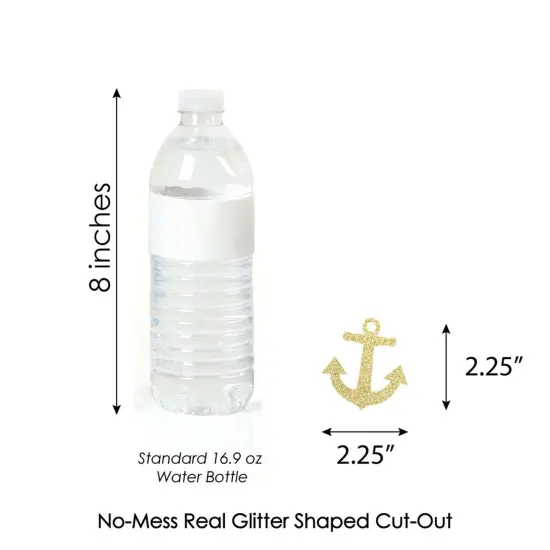 Big Dot of Happiness Gold Glitter Anchor - No-Mess Real Gold Glitter Cut-Outs - Nautical Party Confetti - Set of 24 {4}