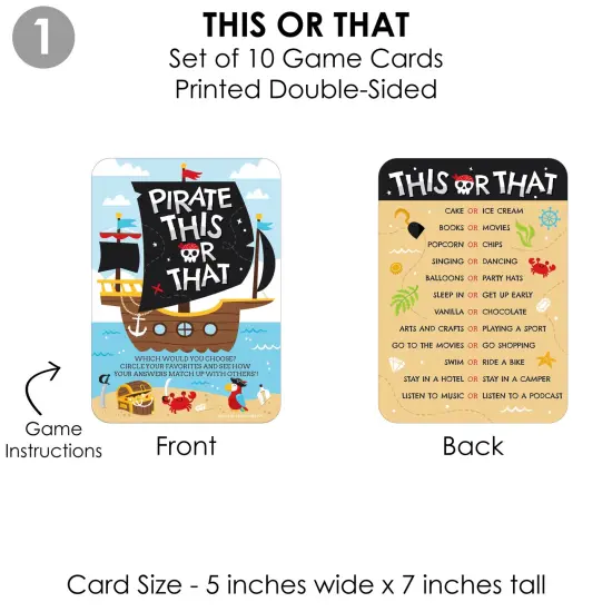 Big Dot of Happiness Pirate Ship Adventures - 4 Skull Birthday Party Games - 10 Cards Each - Gamerific Bundle {6}