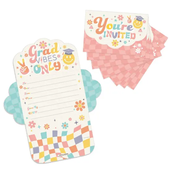 Big Dot of Happiness Groovy Grad - Fill-In Cards - Hippie Graduation Party Fold and Send Invitations - Set of 8 {1}