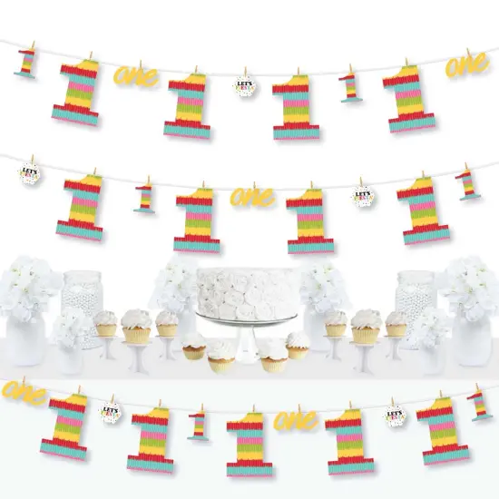 Big Dot of Happiness 1st Birthday Let's Fiesta - Fiesta First Birthday Party DIY Decorations - Clothespin Garland Banner - 44 Pieces {1}
