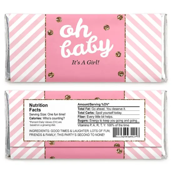 Big Dot of Happiness Hello Little One - Pink and Gold - Candy Bar Wrappers Girl Baby Shower Favors - Set of 24 {3}