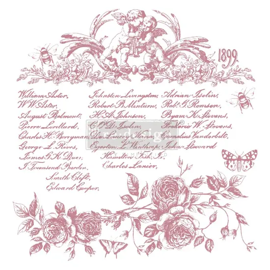 Redesign Decor Clear-Cling Stamps - Floral Script 12"x12" {1}