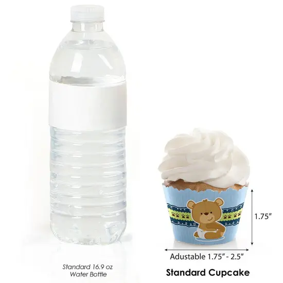 Big Dot of Happiness Boy Baby Teddy Bear - Baby Shower Decorations - Party Cupcake Wrappers - Set of 12 {4}