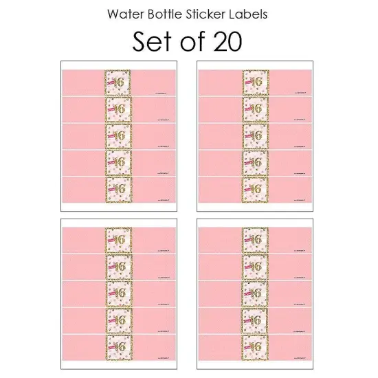 Big Dot of Happiness Sweet 16 - 16th Birthday Party Water Bottle Sticker Labels - Set of 20 {4}