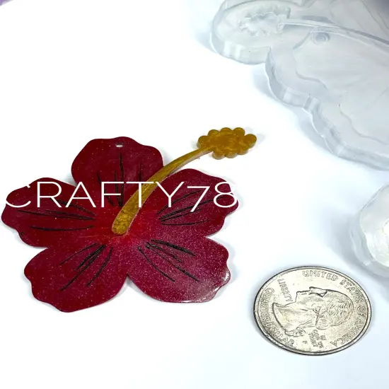 Hibiscus XL Flor de Maga Dangle Silicone Mold(C5) {2}