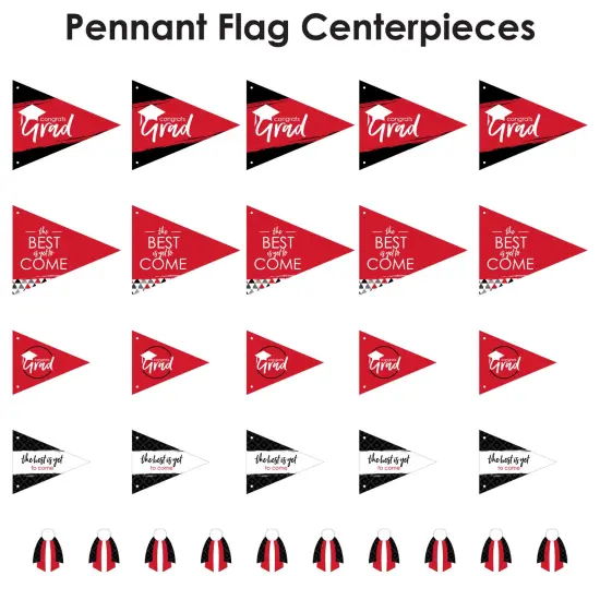 Big Dot of Happiness Red Grad - Best is Yet to Come - Triangle Red Graduation Party Photo Props - Pennant Flag Centerpieces - Set of 20 {7}