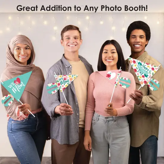 Big Dot of Happiness Colorful Floral Happy Mother's Day - Triangle We Love Mom Party Photo Props - Pennant Flag Centerpieces - Set of 20 {6}