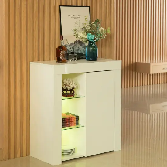 Office or Living Room Side Storage Cabinet with LED White {8}