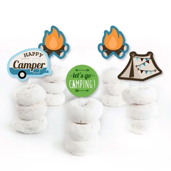 Big Dot of Happiness Happy Camper - Dessert Cupcake Toppers - Camping Baby Shower or Birthday Party Clear Treat Picks - Set of 24 {3}